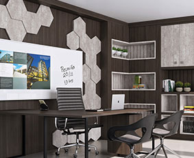 Office + wood interiores